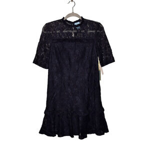 CECE NEW $139 Short Sleeve Lace Mini Dress in Night Shade Size 2‎